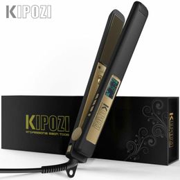 KIPOZI Straightener Professional Tool LCD Display 2 In 1 Iron Dual Voltage Adjustbale Temperature Hair Curler