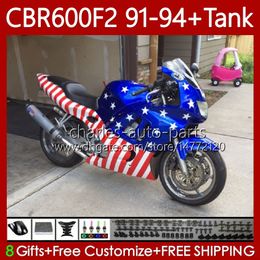 Bodywork+Tank For HONDA CBR 600 F2 CC 91-94 Body 63No.313 CBR 600FS 600F2 CBR600 FS CBR600F2 91 92 93 94 CBR600-F2 600CC CBR600FS 1991 1992 1993 1994 Fairing USA flag stock