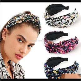 Headbands Jewelry Drop Delivery 2021 Fish Scales Sequins Mesh Hair Ball Show Trend Wide Edge Head Band Fpurn