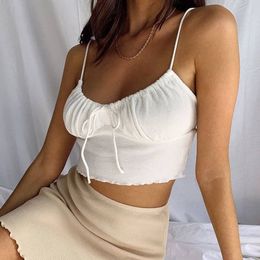 Fashion White Camisole Women Sexy Party Crop Top Lady Solid Streetwear Casual Clothing 210430