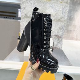 Top Quality Chunky Heel Martin Laureate Ankle Boot Women Black Beige Suede Leather Boots Treaded Rubber Outsole Booties Lady Classic Designs