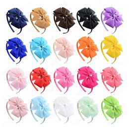 Solid Color Grosgrain Ribbon Dovetail Bows Toddler Hair Hoop Fashion Bowknot Elastic Hairband Baby Headwear Birthday Gifts
