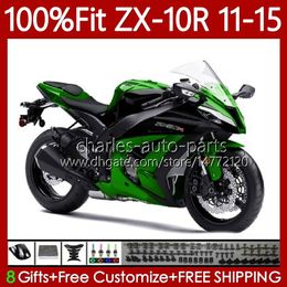 Injection Fairings For KAWASAKI NINJA ZX-10R ZX 10 R 1000 CC ZX10R Factory Green 11 12 13 14 15 101No.87 ZX 10R 1000CC ZX-1000 2011 2012 2013 2014 2015 ZX1000 C 11-15 OEM Body