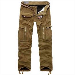 Men Fleece Cargo Pants Winter Thick Warm Pants Full Length Multi Pocket Casual Military Baggy Tactical Trousers Plus size 28-44 H1223