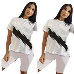 Women tracksuits summer outfits jogger suits short sleeve white T-shirts+shorts pants two piece set plus size 2XL sports sets casual black sportswear 4734