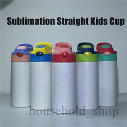 12oz Tumblers Sublimation Straight Kids Cup Thermal Transfer Sippy Cups Stainless Steel Water Bottle Insulation Coffee Mugs DIY Customised Gift A02
