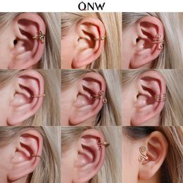 Restoring Embedded Ear clip Diamand Personality U-shaped CuffContracted Stick Earring Piercing earpins Women lightning leaves auricle slash stud earrings