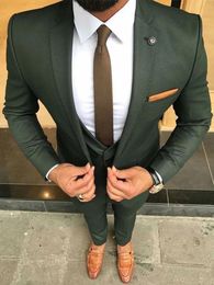Men's Suits & Blazers 2021 Dark Green Slim Men Formal Suit Tailor Made Groom Wedding Tuxedo 2 Piece Prom Business Set Costume Homme