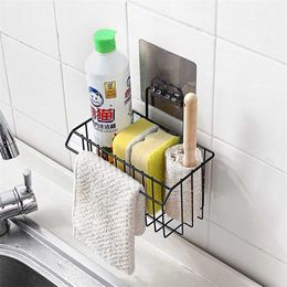 Hanging Storage Rack Kitchen Rag Dish Cloth Sponge Holder Basket Bathroom Shampoo Towel Drain Organiser 211102