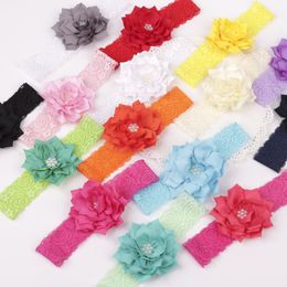 15843 Baby Lace Headband Flower Hairband Head Bands Infant Toddler Headbands Kids Elastic Headwear Headwrap Children Hair Accessory 15 Colours