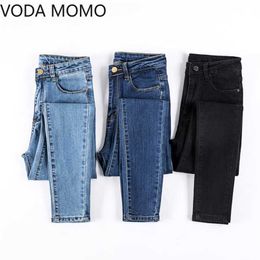 Jeans Female Denim Pants Black Colour Womens woman Donna Stretch Bottoms Skinny For Women Trousers plus size 211129
