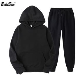 BOLUBAO Spring Men Casual Sets Brand Men Solid Hoodie + Pants Two-Pieces Casual Tracksuit Sportswear Hoodies Set Suit Male 210818