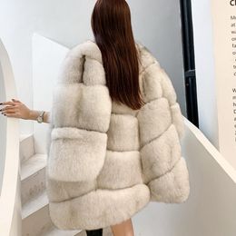 Women's Fur & Faux High-Quality 2021 Winter Natural Coat Loose Korean Round Neck Ladies Leather Grass Jacket Femme Veste