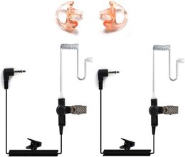 HYS 2.5mm Surveillance Acoustic Tube Earpiece Headset Shoulder with One Pair Medium EarmoldsLeft and Right