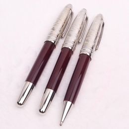 PURE PEARL Le Petit Prince 145 Fountain Rollerball Ballpoint pen High Quality Silver Metal Cap with Deep red Precious Resin Barrel227o