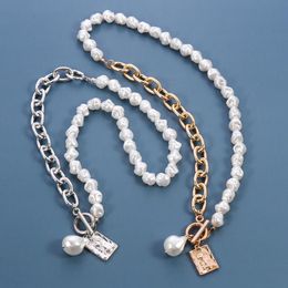 -Collar de cadena larga de perla de moda para mujeres para mujeres Regalos de joyas de joyería cuadrada fila accesorios colgantes collares