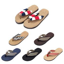 Summer Mens slippers color brown black blue green grey fashion womens beach flip flops size 36-44