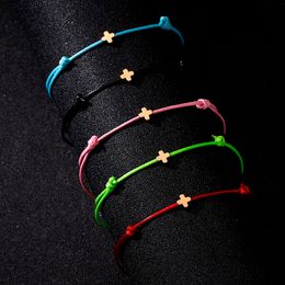 Make A Wish Style Paper Card Cross Cham Bracelet Simple Statement Weaving Bracelets Fashion Friends Wholesale Jewelry Gifts