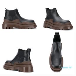 Nova Marca Moda Booties Botas de Pneu Plataforma Chunky Boot Senhora Boot Luxury Designer Mulheres Botas Mid-bezerro Designer Boots 39--45