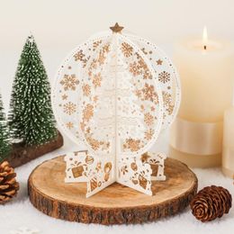 Greeting Cards 3D With Envelope Friend Family Blessing Postcard For Birthday Year Christmas Gifts Laser Cut Xmas Decoration
