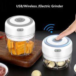 Electric Food Chopper Wireless USB Charge Garlic Vegetable Meat Chopper Grinder Crusher 210330