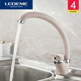 LEDEME Multi-color Kitchen Faucet Modern Style Home Cold and Water Tap Single Handle Kitchen Faucets Black White Khaki L5913 210724