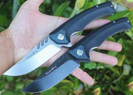 In Stock!! Flipper Folding Knife D2 Stone Wash Blade Black G10 + Stainless Steel Handle Ball Bearing Fast Open EDC Pocket Knives