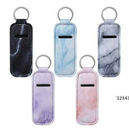 Portable Lipstick Holders Lip Cover Neoprene Keychain Marble Printed Chapstick Holder Bag Wrap Party Favour Gift LLD10852