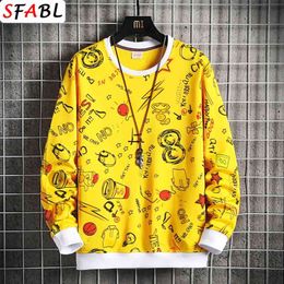 SFABL Fashion Hand printed Pullover Hoodies Streetwear Men Casual Harajuku Hoodie Mens Hip Hop Hipster Male Sweatshirt Tops Man 210728