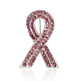 Pins, Brooches Women Creative Breast Cancer Awareness Care AIDS Population Pink Ribbon Brooches,Exquisite Crafts Fashion Style Elegant Weddi