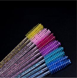 50pcs/set Crystal Rhinestone Handle Eyelash Brush Disposable Eyebrow Pencil Mascara Spiral Rod Grafting Beauty Makeup Tool