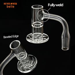 Fully Weld Smoking Accessories 20mm Spinning Banger with Through Tube and Beveled Edge Better Use as Set 3 Terp Pearls & 1 Glass Carb Cap