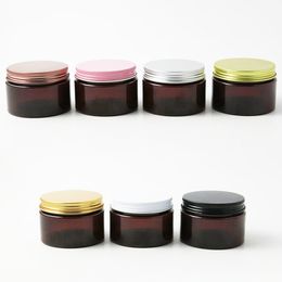 30 x 120g Durable Round Amber Straight Sided Cosmetic Plastic Pot Jar Tin Container With Screw Lid Box for Makeup Cream Balm 4oz