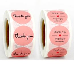 Wall Stickers 25mm 500pcs/roll Gift Sealing Thank You Pink Diary Scrapbooking Festival Birthday Party Decorations Label