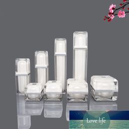 5pcs/pack White Empty Spray Bottle Essence Lotion Pump Acrylic Cream Cosmetic Container 15g 30g 50g
