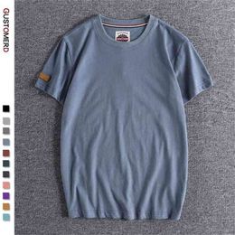 GUSTOMERD New Summer 100% Cotton T Shirt for Men Casual O-neck T-shirt Men High Quality Soft Feel Home and Daily Men's T Shirts 210409