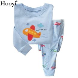 Baby Clothes Suits Boys Pyjamas 2 3 4 5 6 7 Years Fly Plane Fashion Toddler Nightgown Sleepwear Clothing Sets 100% Cotton 210413