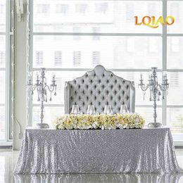 18 Colours 225cmX330cm Glitter Silver Sequin Tablecloth 90x132 inches Wedding Decoration Rectangle Table cloth 210626