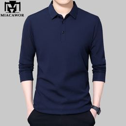 MIACAWOR New Spring Long sleeve Polo Shirt Men Fashion Solid Polo Homme Camisa Masculino Casual Men Tee Shirts T819 210401