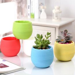 Colorful Mini Round Plastic Plant Flower Pots Planters Garden Home Office Decor Planter Desktop Pot Multi color options RH4321