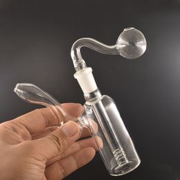 Cheap mini clear Thick Pyrex Beaker Recycler glass oil rig bong Travel glass oil burner with 14mm male glass oil rig tobacco bowl