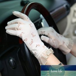 New Fashion Flowers Women's Summer Driving Gloves Non-slip Block UV Touch Screen Gloves Breathable Cotton Gloves for Women