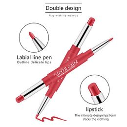 MISS ROSE double head matte waterproof lipstick lip liner 20 Colours Automatic rotation multi-function 120pcs/lot DHL