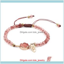 Charm Jewelrycharm Bracelets Fashion Bracelet Colors Natural Stone 4Mm Bead With Pendant Jewelry Women Handmade Drop Delivery 2021 I2Hv8
