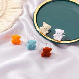 Factory price expert design QualityLATS Cute Plush Bear Ring Pet Animal Opening Adjustable Rings for Women Cool Flocking Ring Fashion Finger Accessories Jewellery