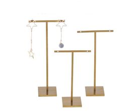 Alloy Earrings Display T-Shape Stand Showcase Jewellery Organiser Holder Gold Silver Metal Earring Shelf Showcases Boutique Set Charm Fashion Stands Hold