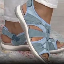 Сандалии женские летние полые повседневные женские прогулочные туфли сплошной цвет регулируемый шнурок модные пляжные