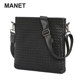 MANET Fashion Man Leather Messenger Bags Male Cross Body Shoulder Bags Man's Business Briefcase Messenger Shoulder Bags Luxury 210809