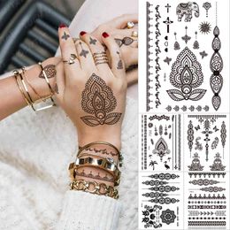 henna tattoo party Canada - Supplies,Indian black Party white bride henna temporary mandala proof dwaterproof water tattoo lotus mehndi bow hand fake body art for woman