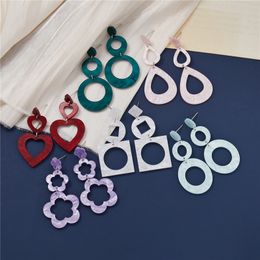 Dangle & Chandelier Fashion Bohemian Acrylic Resin Geometric Heart Square Round Flower Earrings For Women Simple Light Earrings Party Jewellery